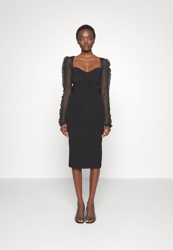 Hervé Léger SWEETHEART MIDI DRESS RUFFLES