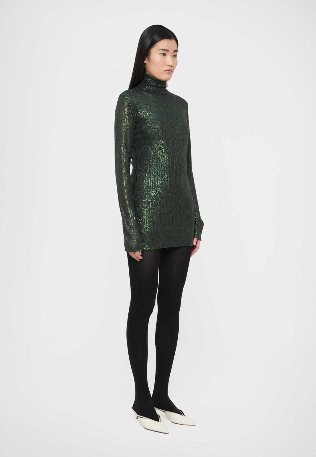 Norma Kamali LONG SLEEVE SLIM FIT TURTLENECK PICKLEBALL DRESS