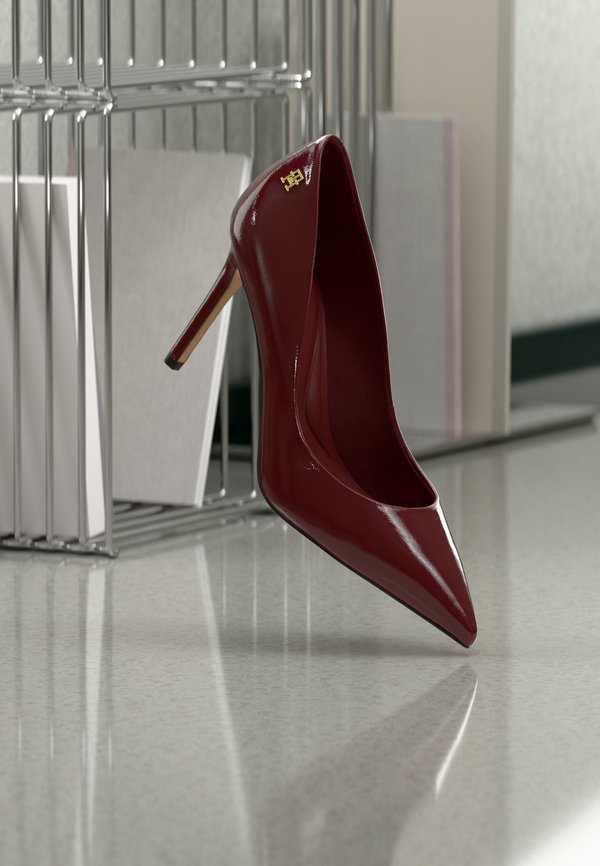 Tommy Hilfiger LEATHER POINTED TOE STILETTO HEELS - High heels - maroon