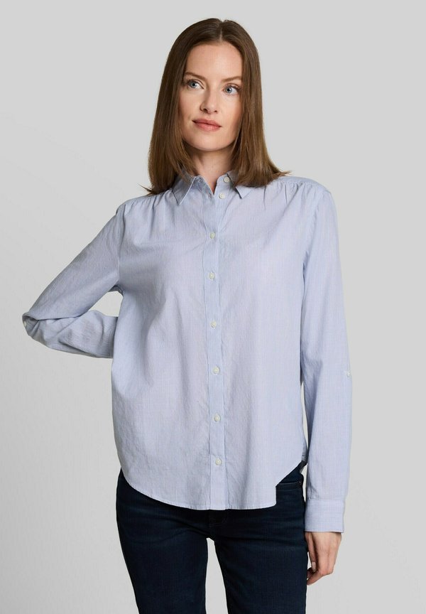 TOM TAILOR TOM TAILOR BLUSEN & SHIRTS HEMDBLUSE MIT TURN-UP-FUNKTION - Button-down blouse - fern blue dobby