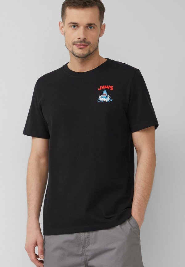 s.Oliver AUS HEAVY MIT JAWS© UCS LLC ARTWORK - Print T-shirt - schwarz