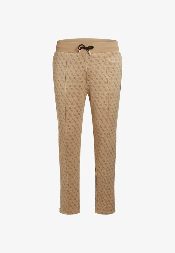 Guess ALLOVER LOGO - Tracksuit bottoms - beige