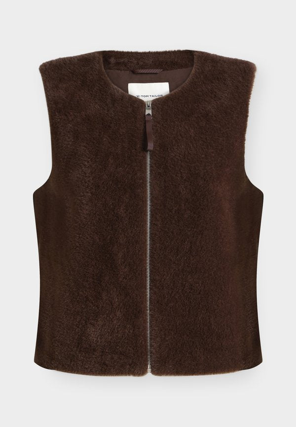 TOM TAILOR COSY VEST - Light jacket - java dark brown