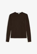 Bershka LONG SLEEVE ROUND NECK - T-SHIRT - Long sleeved top - dark brown