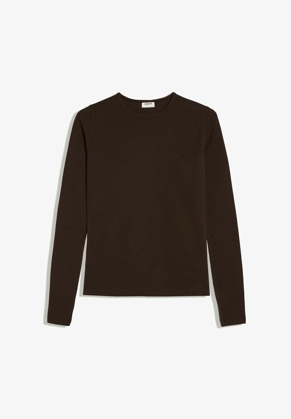 Bershka LONG SLEEVE ROUND NECK - T-SHIRT - Long sleeved top - dark brown