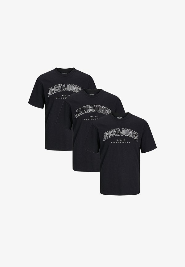Jack & Jones 3 PACK - Print T-shirt - schwarz