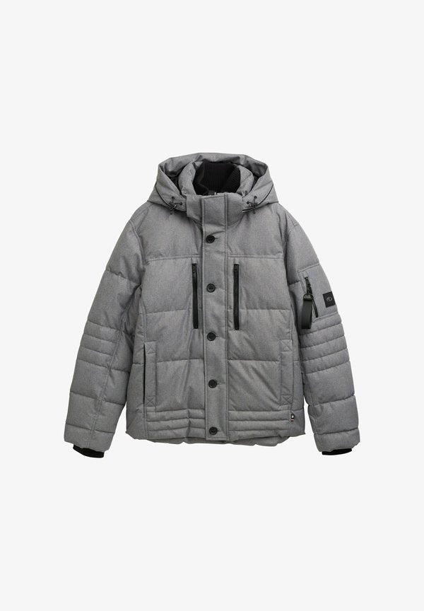TOM TAILOR PUFFER-JACKE MIT ABNEHMBARER KAPUZE - Winter jacket - mid grey melange structure