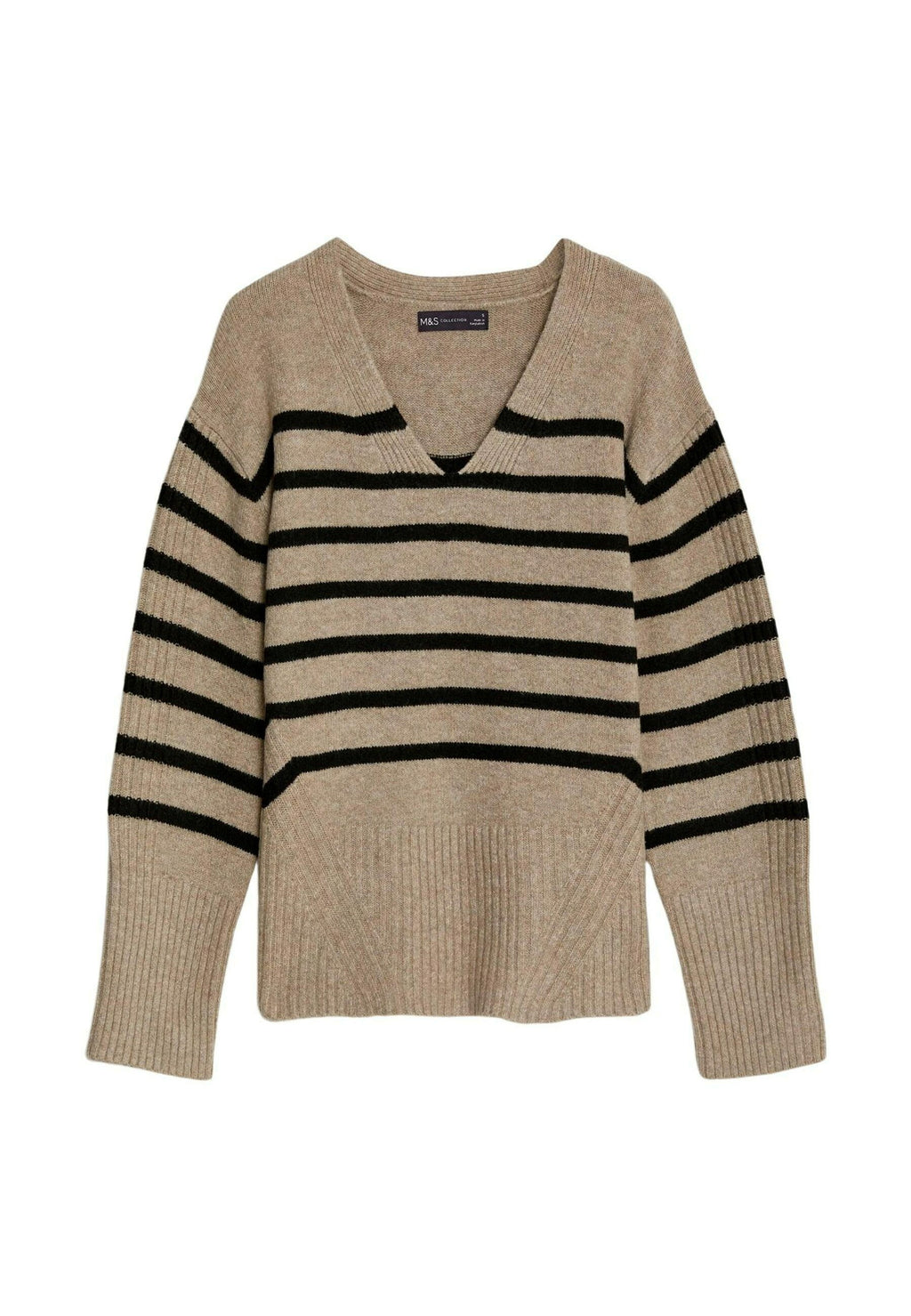 Marks & Spencer Striped V-Neck Relaxed