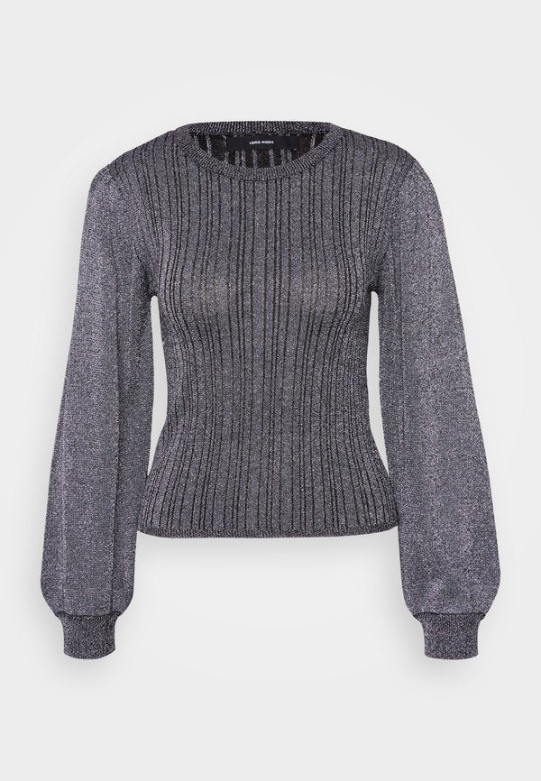 Vero Moda Petite VMTALIA O NECK - Jumper - black/silver-coloured