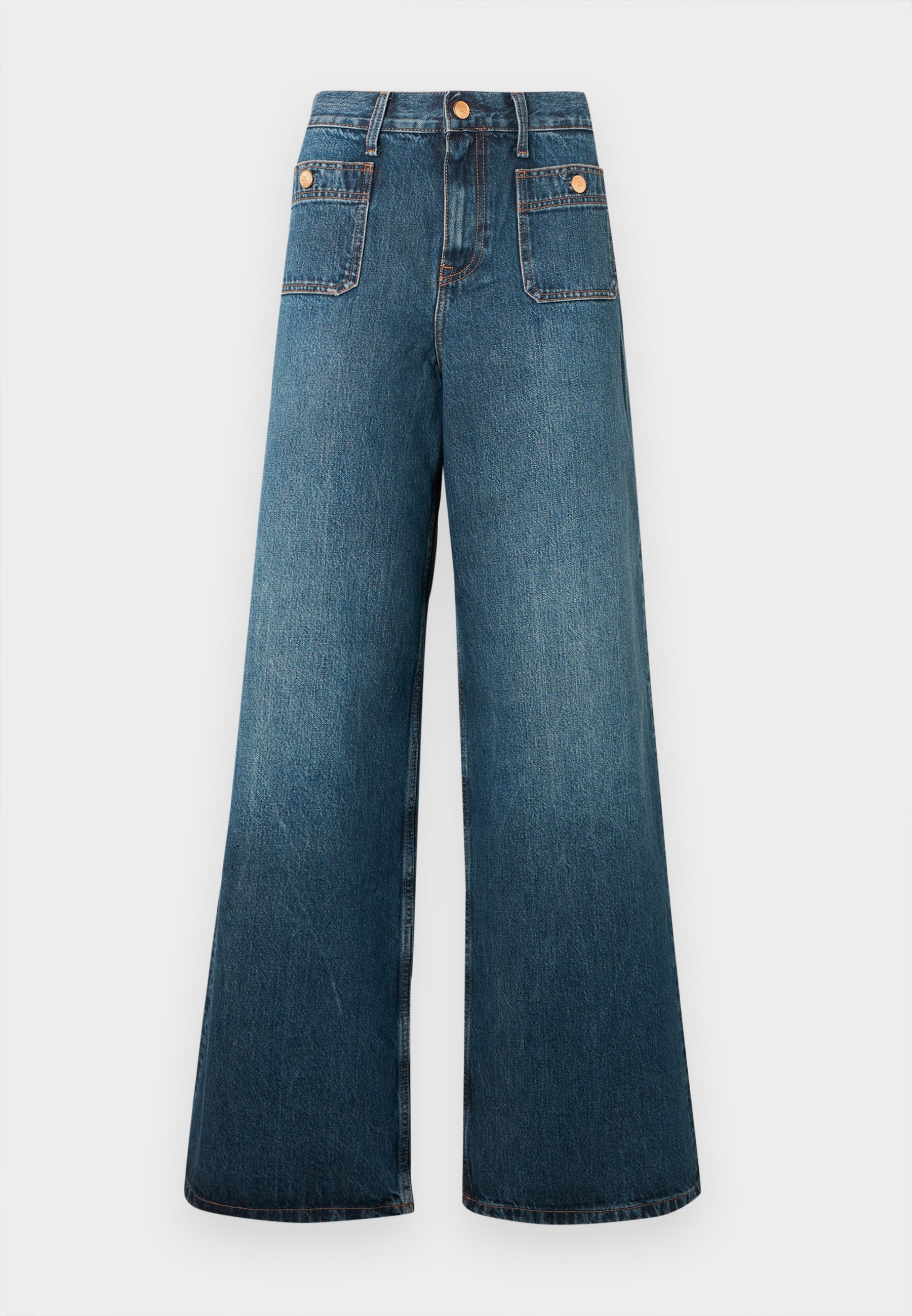 70S HIGH RISE WIDE LEG JEANS Media 1