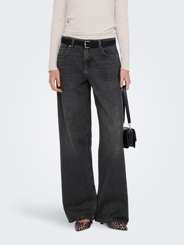 ONLY WIDE-FIT JEANS ONLMAYA MID WAIST WIDE LEG FIT JEANS - Wide Leg - medium grey denim