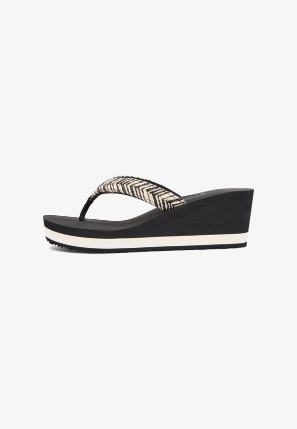 Tommy Hilfiger ROPE STRAP WEDGE FLIP-FLOPS - High heeled sandals - black