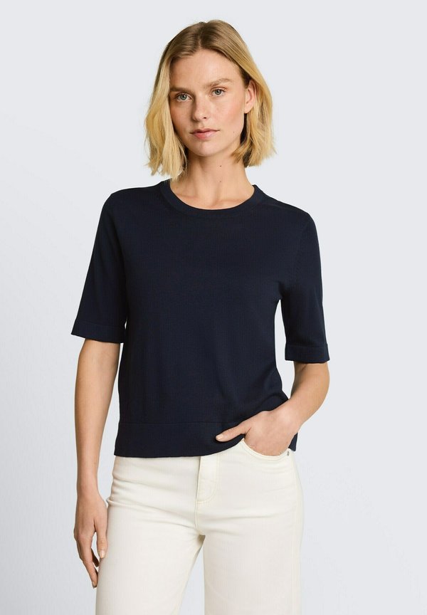 TOM TAILOR TOM TAILOR PULLOVER & STRICKJACKEN STRICKPULLOVER MIT SEIDENANTEIL - Basic T-shirt - sky captain blue