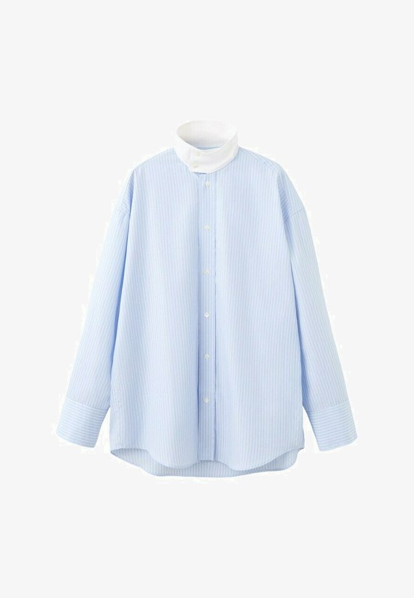 Mango ADULT - Button-down blouse - blue off-white