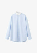 Mango ADULT - Button-down blouse - blue off-white