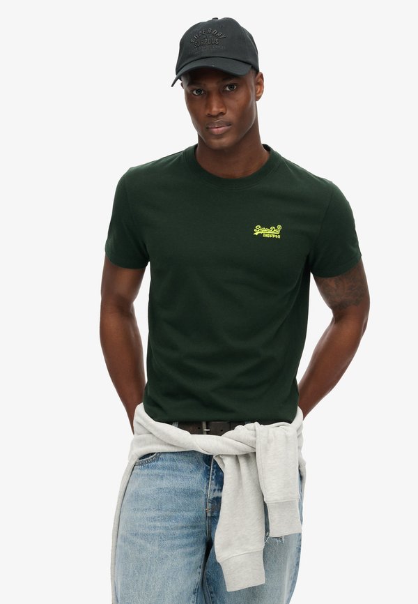 Superdry & Co Basic T-shirt - forest green fluro yellow