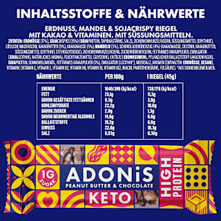 Proteinriegel, Peanut Butter & Chocolate Keto, High Protein ADONIS