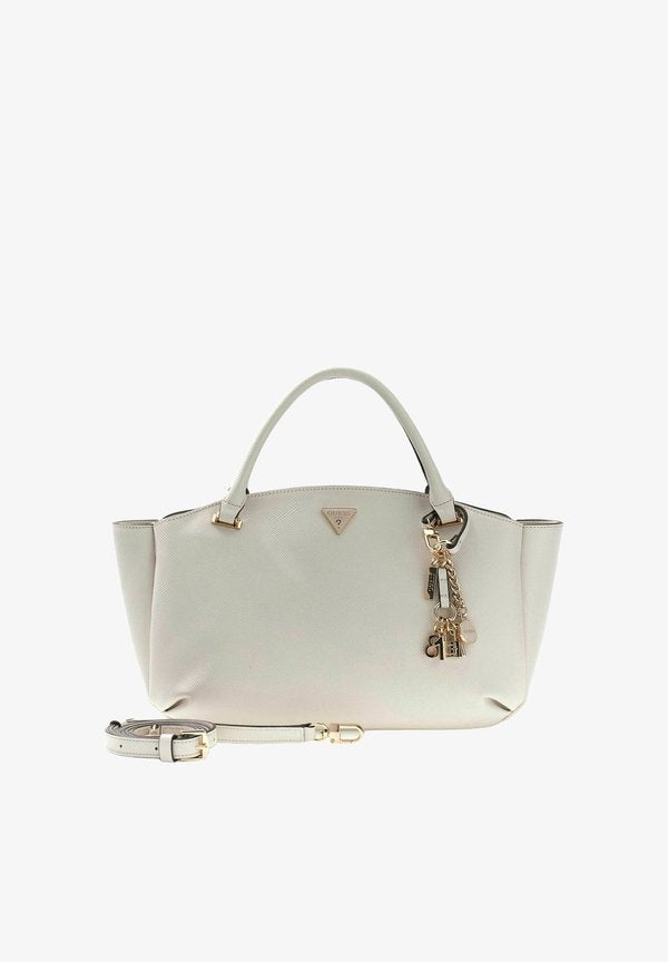 Guess GILDA 3 COMPARTMENT SATCHEL - Handbag - cream white