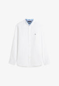 Tommy Hilfiger SLIM FIT LINEN BLEND GRANDAD COLLAR SHIRT - Shirt - white