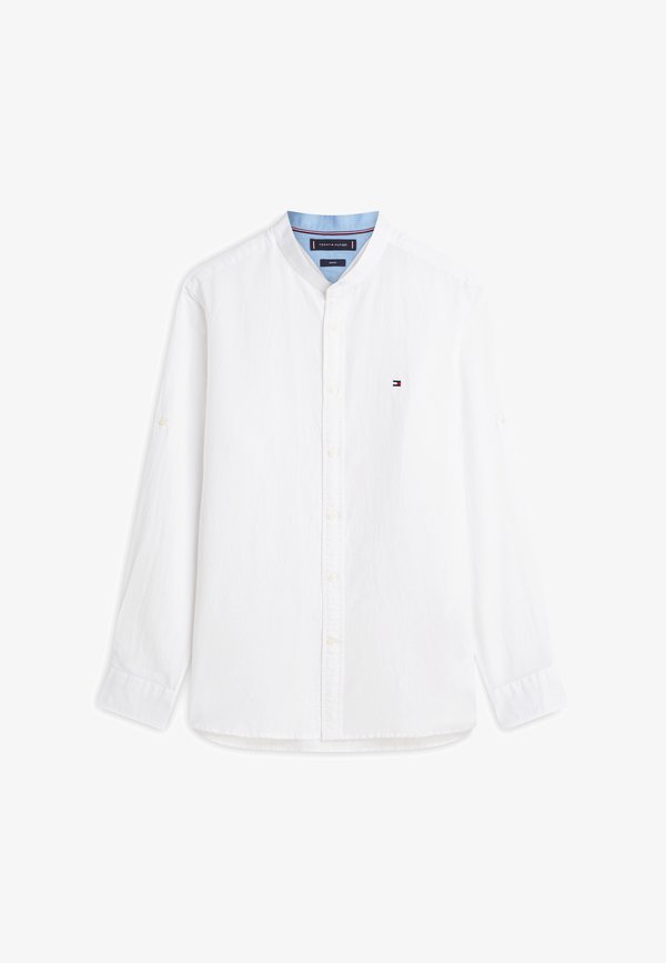 Tommy Hilfiger SLIM FIT LINEN BLEND GRANDAD COLLAR SHIRT - Shirt - white