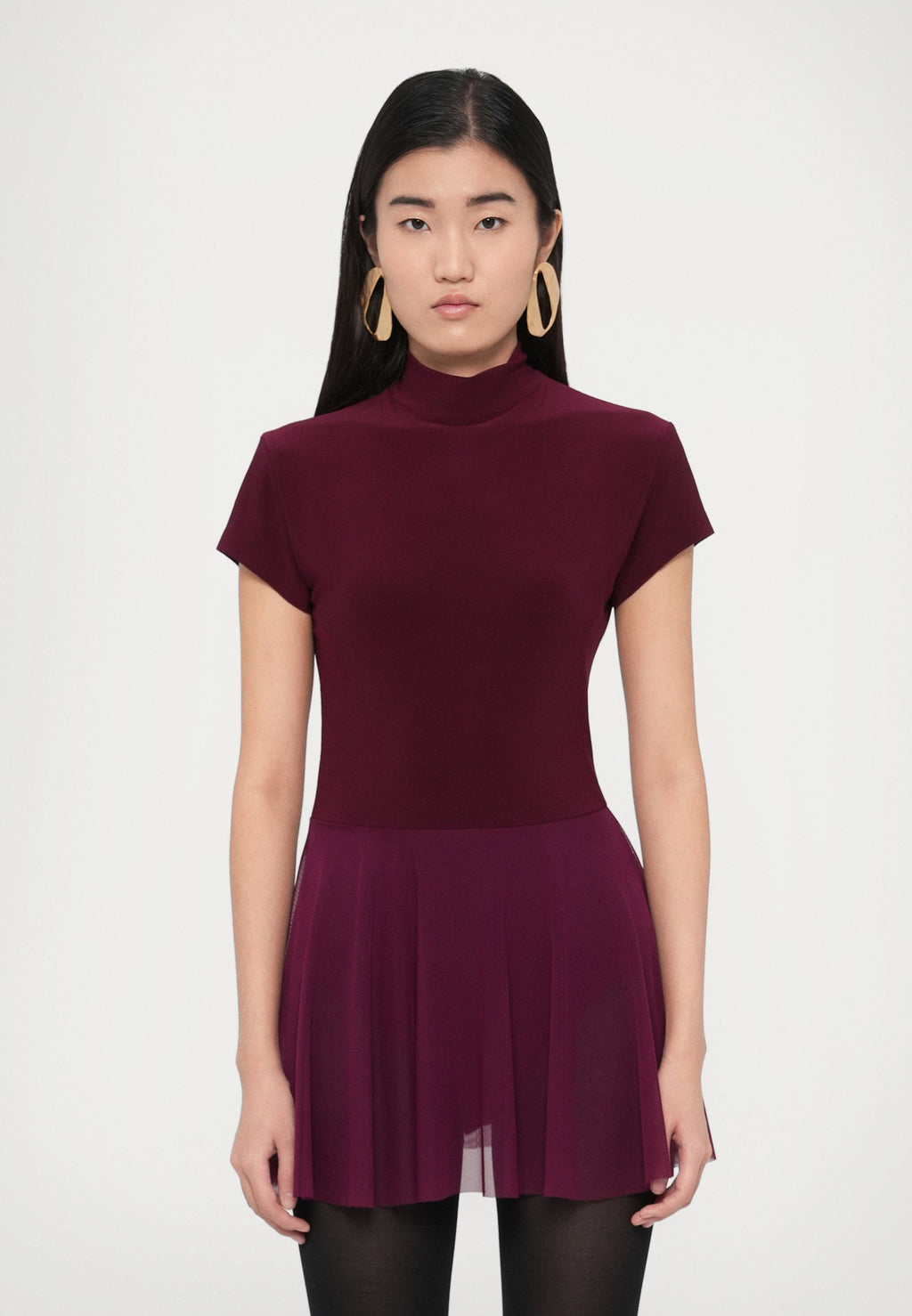 Norma Kamali MOCK NECK CAP SLEEVE PICKLEBALL DRESS