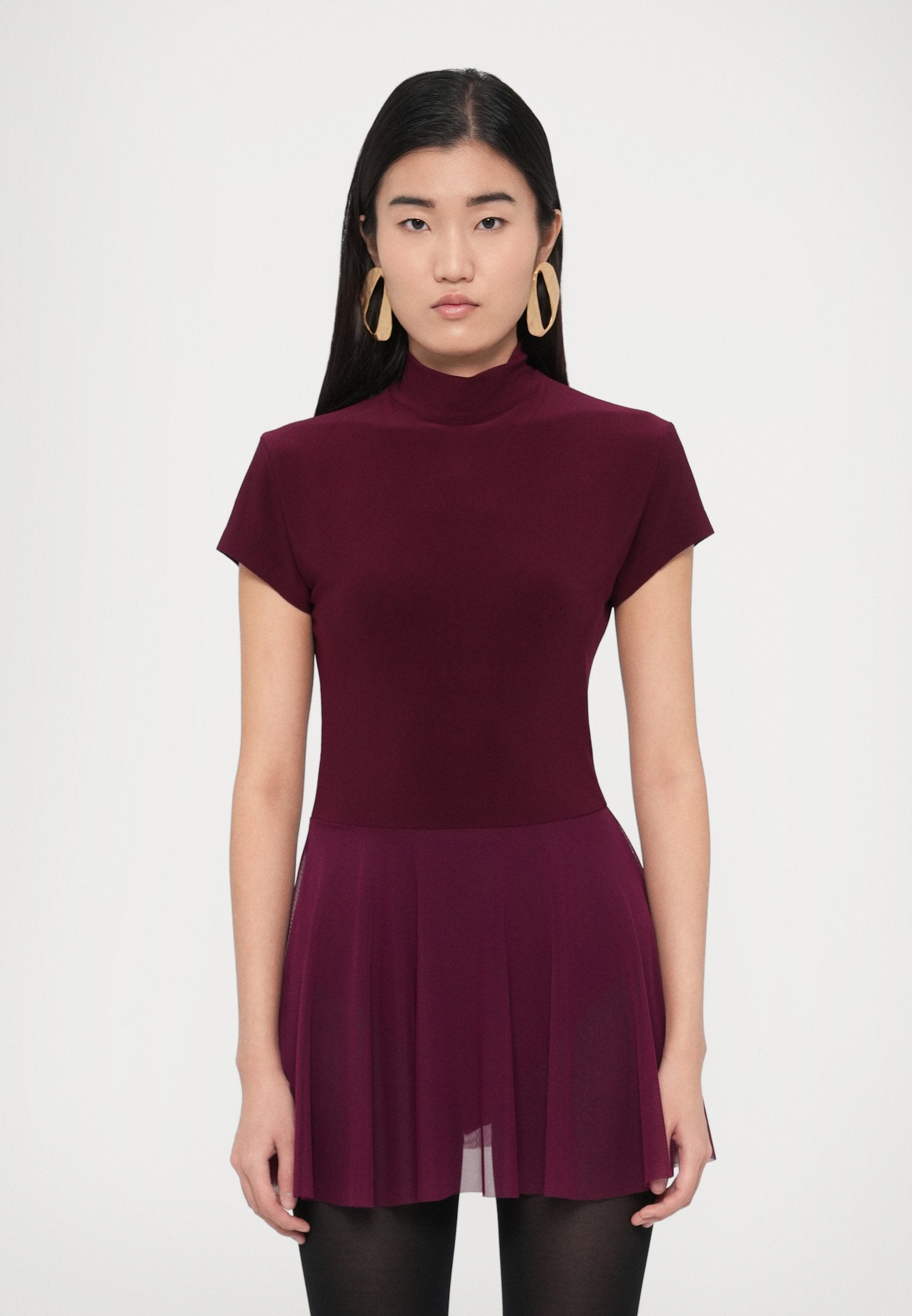 Norma Kamali MOCK NECK CAP SLEEVE PICKLEBALL DRESS