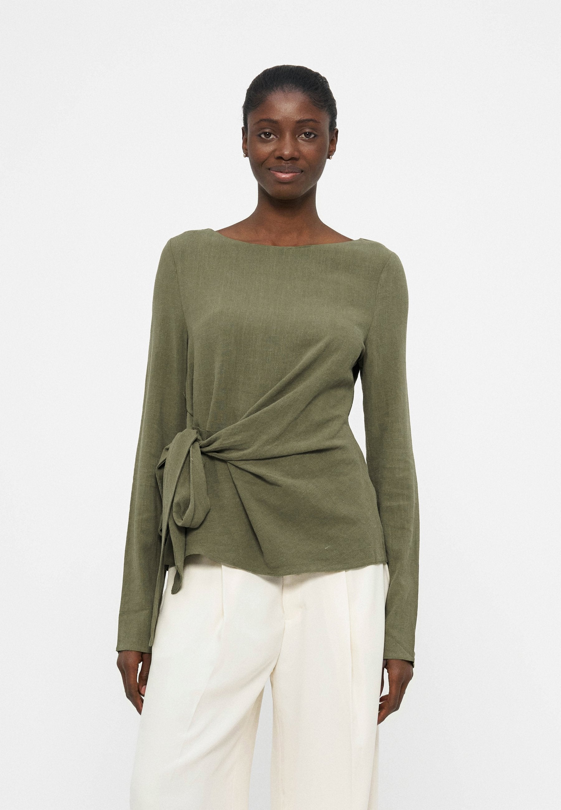 Anna Field LINEN LONG SLEEVES TIED BLOUSE