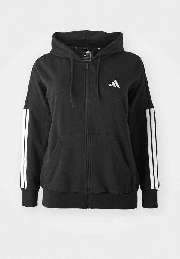 adidas Sportswear ESSENTIALS STRIPES FULL ZIP HOODIE - Zip-up sweatshirt - black/white