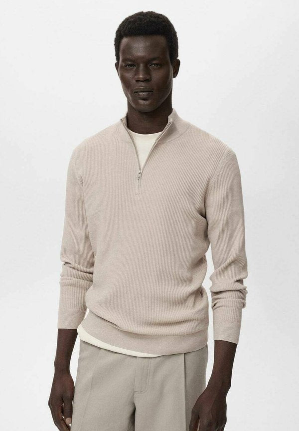 Mango WITH ZIP NECK - Jumper - beige