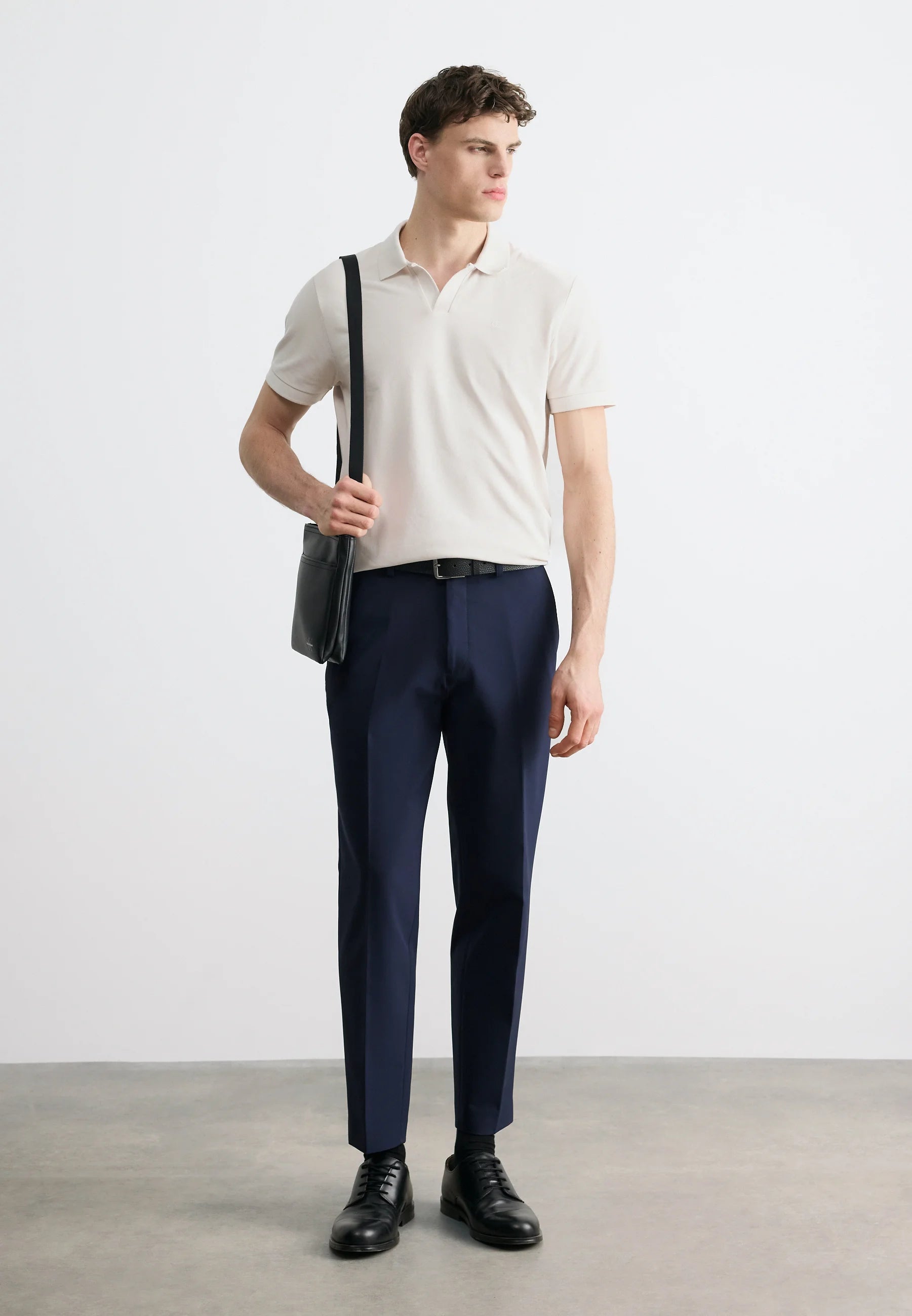 Calvin Klein Jeans OPEN COLLAR CASUAL - Polo shirt - white sand