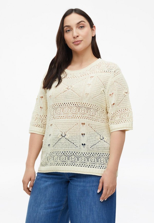 s.Oliver STRICKPULLOVER - Basic T-shirt - helles beige