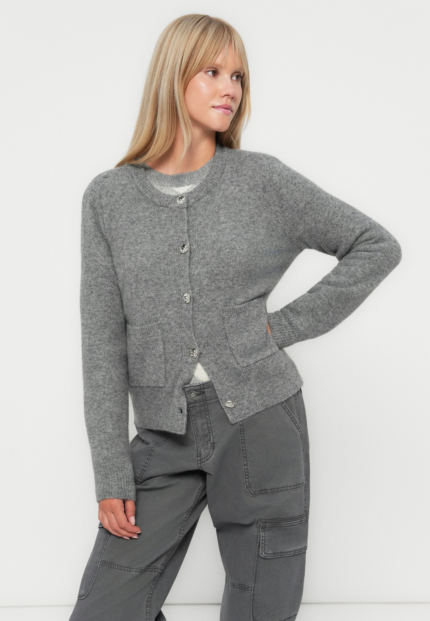 Vero Moda VMNOVI O NECK BUTTON CARDIGAN
