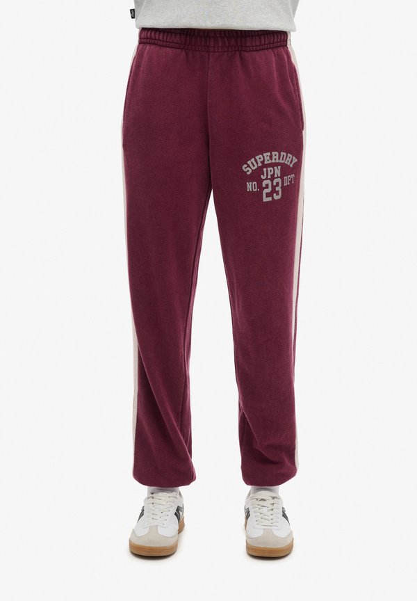 Superdry & Co VINTAGE SIDE STRIPE  - Tracksuit bottoms - port red