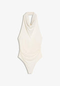 Bershka GATHERED HALTER-NECK - BODYSUIT - Top - beige