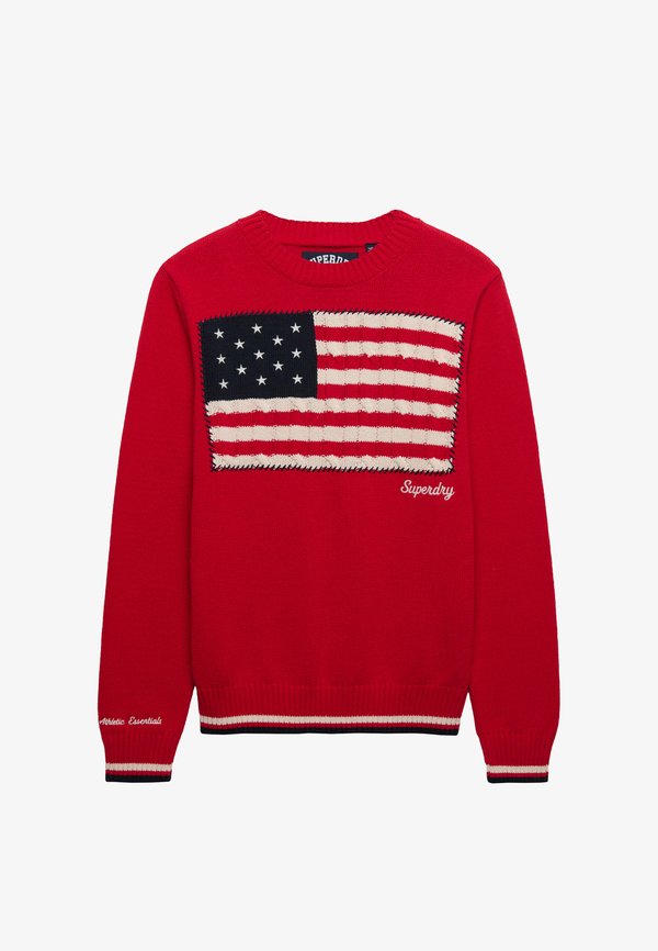 Superdry & Co ATHLETIC ESSENTIALS AMERICANA FLAG CREW - Jumper - varsity red