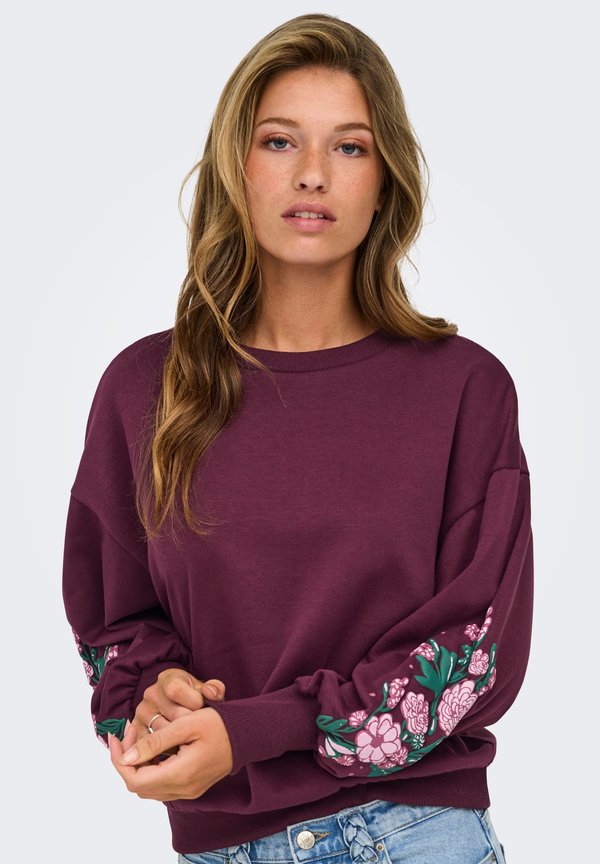 ONLY ONLBROOKE L/S O-NECK FLOWER SWT NOOS - Sweatshirt - fig print:peony