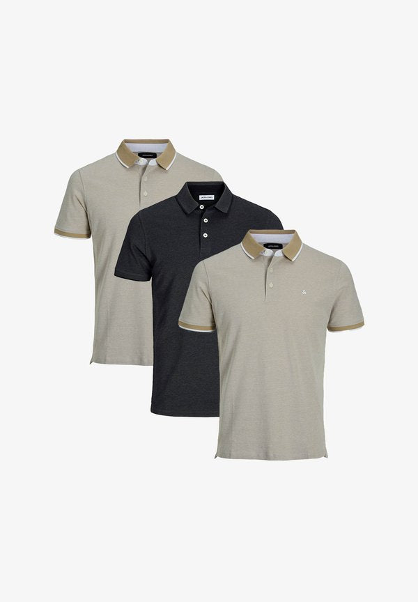 Jack & Jones 3ER PACK  - Polo shirt - beige schwarz