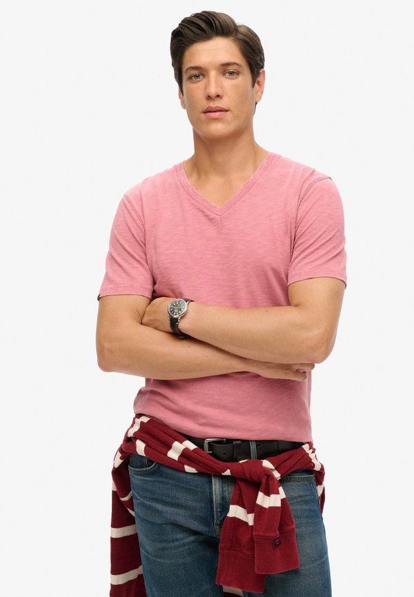 Superdry & Co V-NECK SLUB SHORT SLEEVE - Basic T-shirt - mesa rose pink