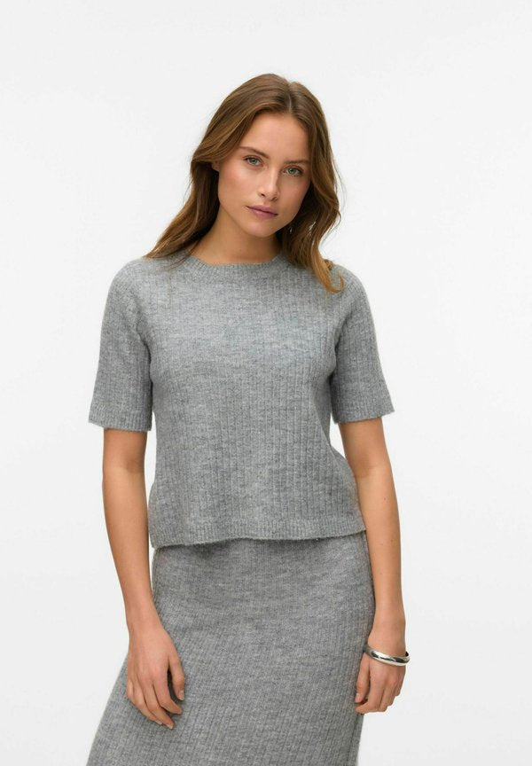 Vero Moda VMSALLY - Basic T-shirt - light grey melange