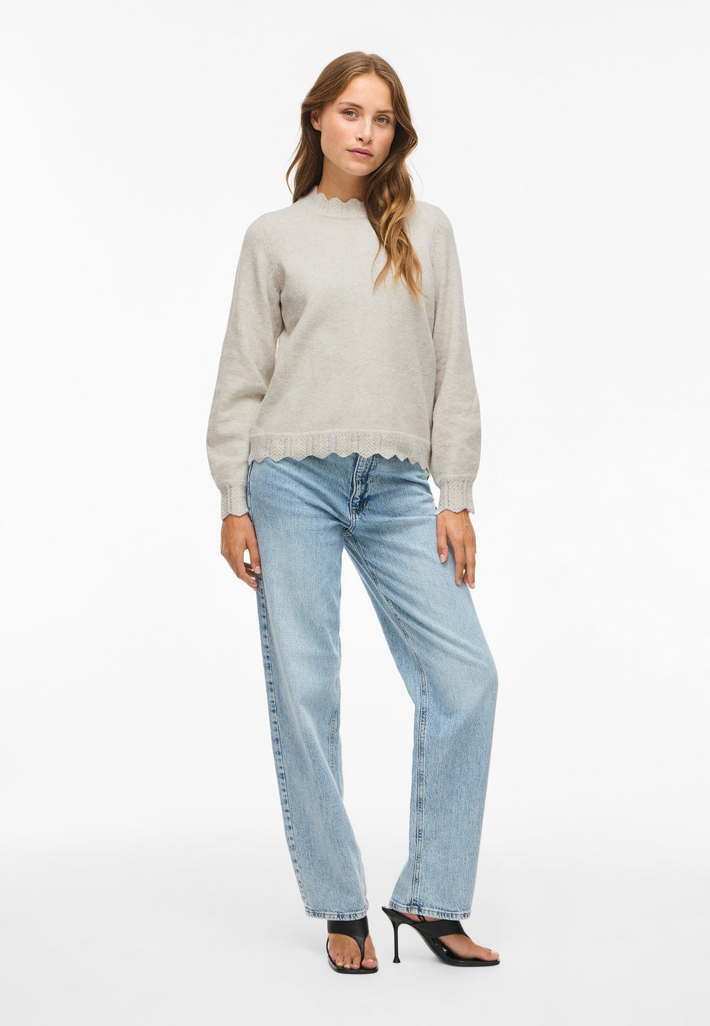 VILA VINIKOLINA O-NECK L/S KNIT TOP - NOOS