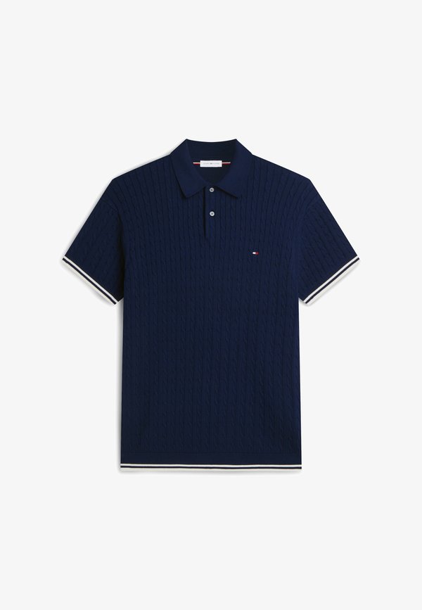 Tommy Hilfiger CABLE KNITTED S/S POLO - ELEVATED ESSENTIALS - Polo shirt - carbon navy