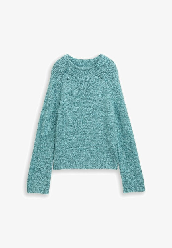 TOM TAILOR PULLOVER LOOSE FIT MIT ANTEIL - Jumper - teal white mouline