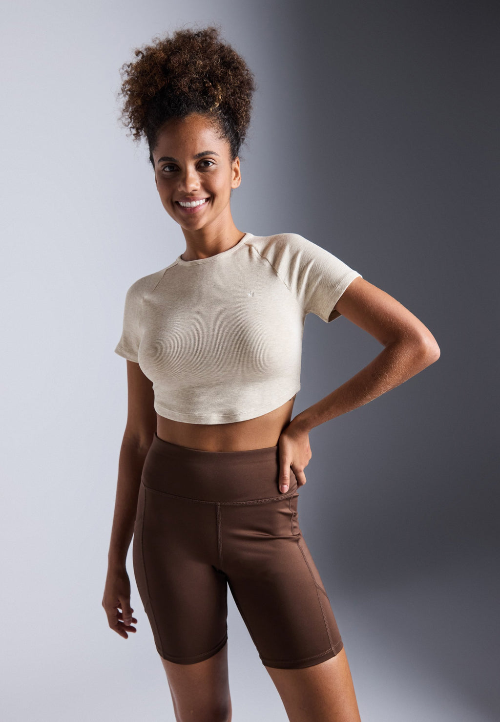 Even&Odd active ESSENTIAL CROPPED FINE RIB T SHIRT
