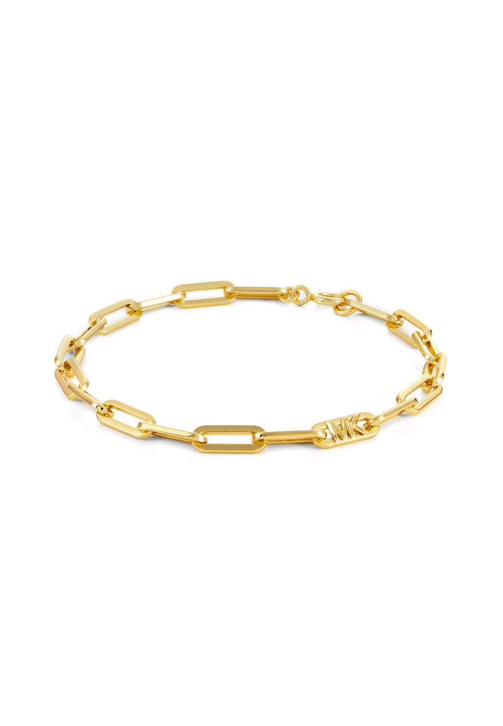 MICHAEL KORS WOMEN'S 14K GOLD-PLATED STERLING SILVER PAPERCLIP CHAIN BRACELET, MKC174400710 Media 1