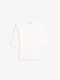 Tommy Hilfiger RIBBED SLIM HALF SLEEVE T-SHIRT - Print T-shirt - ivory silk