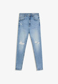 Bershka CARROT DESTROY - Slim fit jeans - light blue