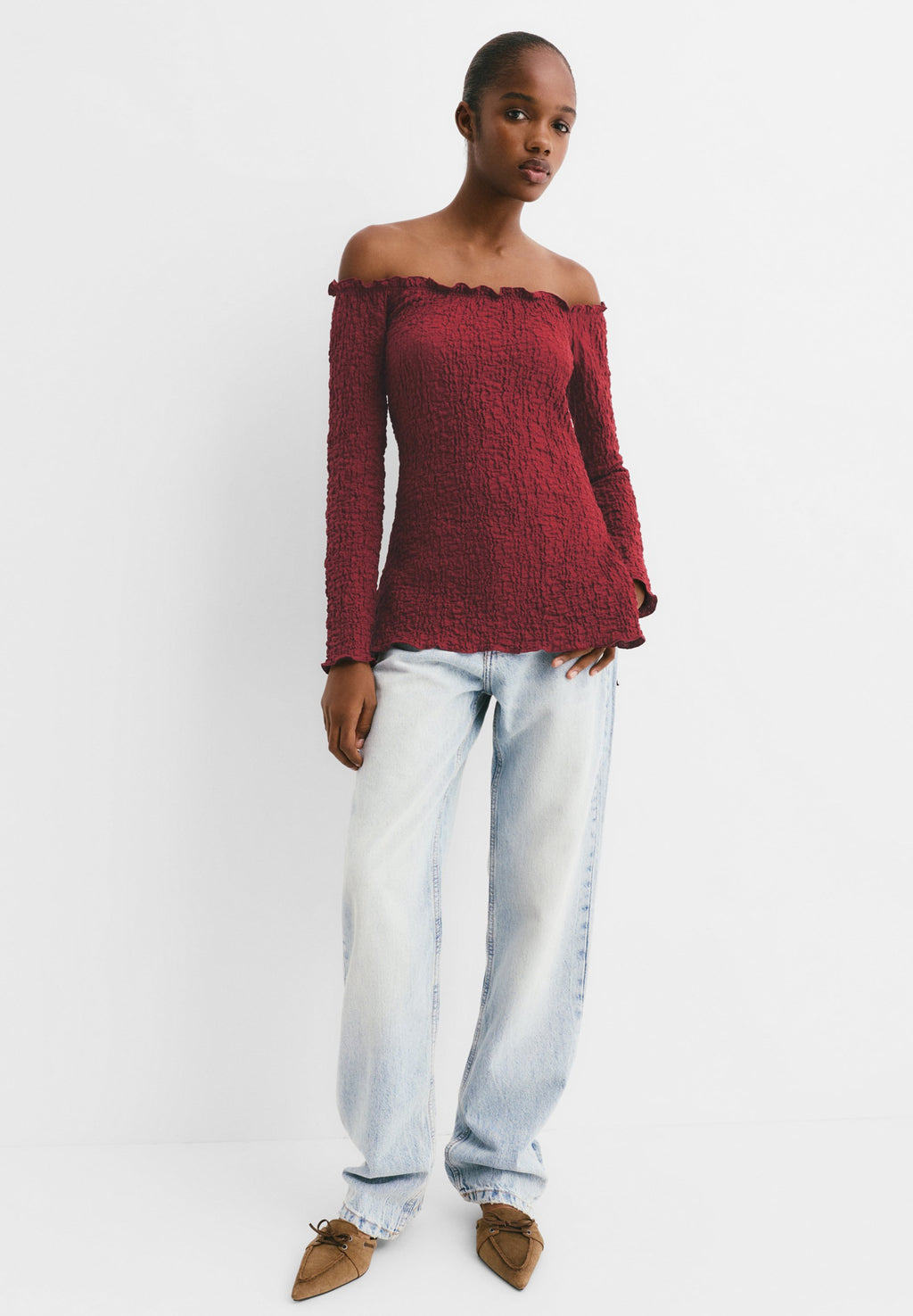 PULL&BEAR CREASED-EFFECT BARDOT