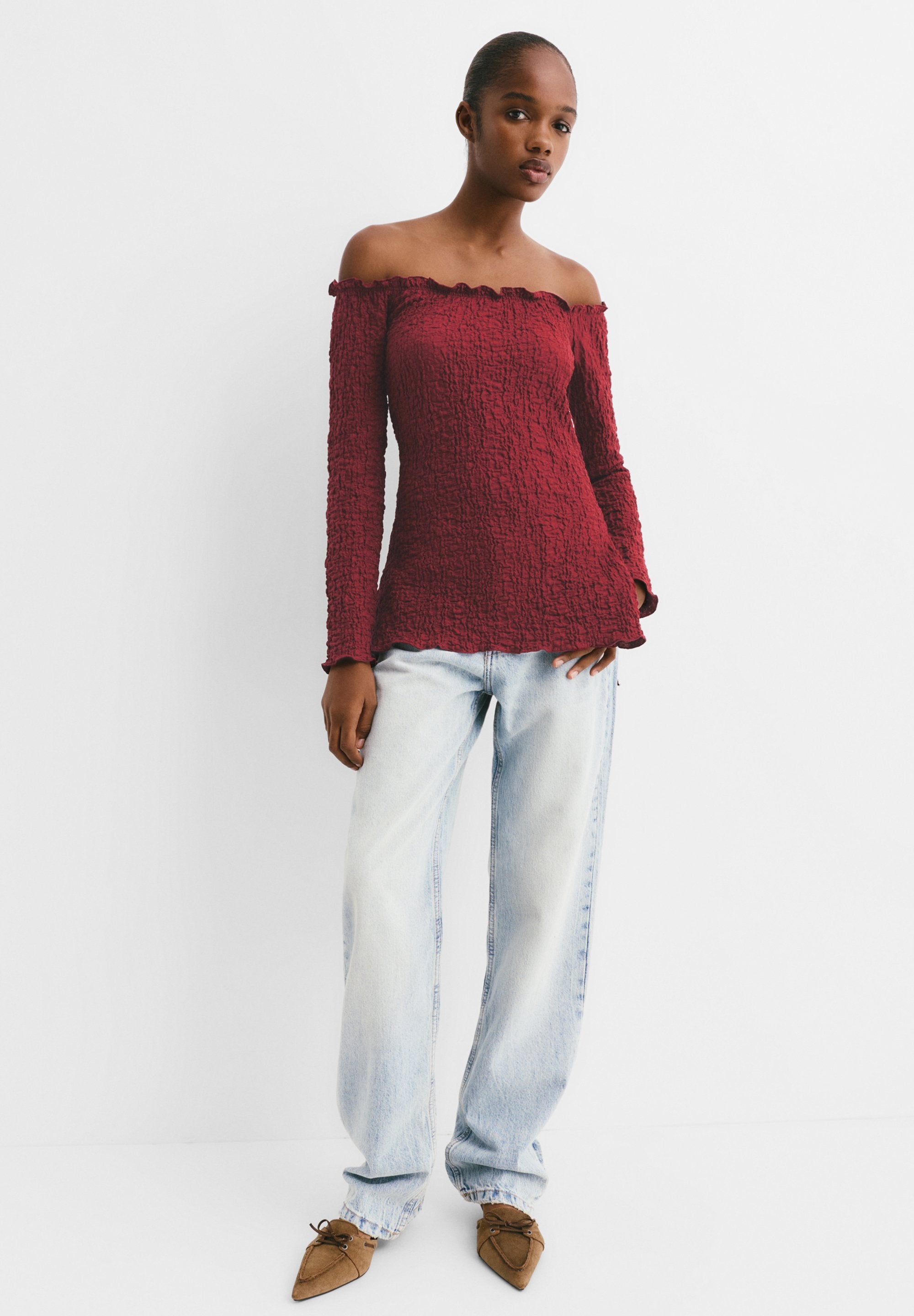 PULL&BEAR CREASED-EFFECT BARDOT