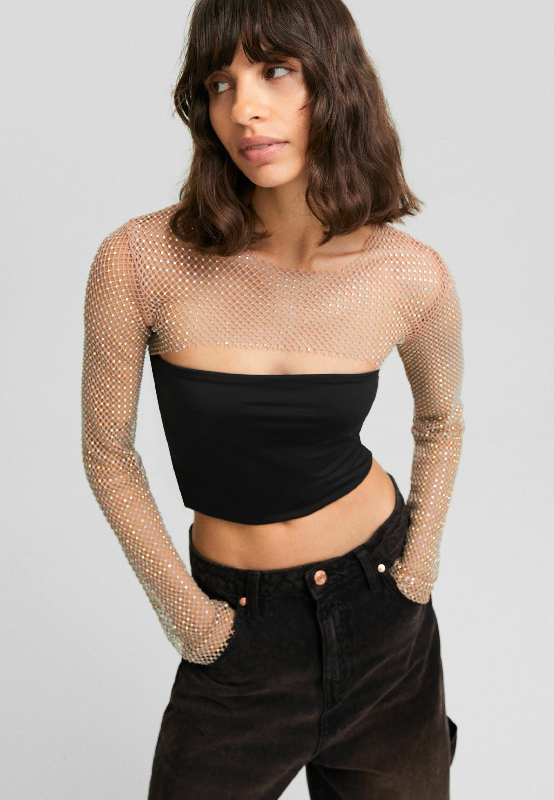 Bershka LONG SLEEVE RHINESTONE