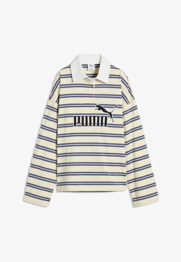 Puma ESSENTIALS ELEVATED NO.1 LOGO OVERSIZED RUGBY POLO - Polo shirt - buttercream-striped